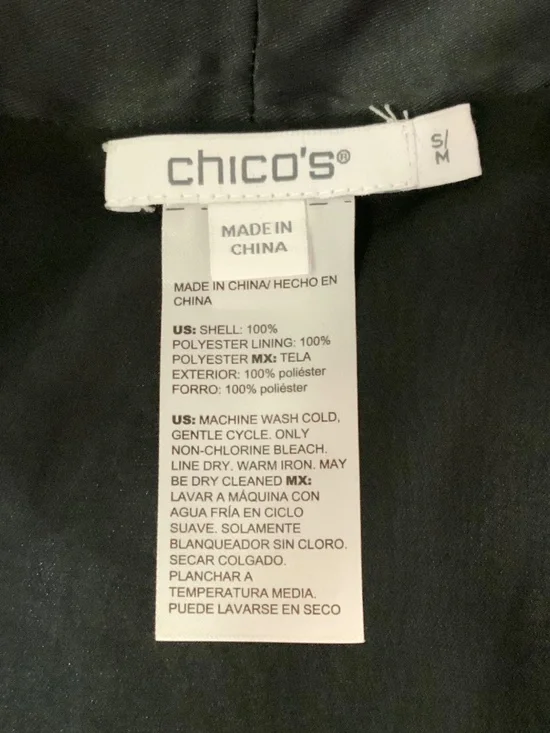 Chico’s Black Floral Silken Evening Boho Chic Kimono Jacket Size S/M - Picture 6 of 7